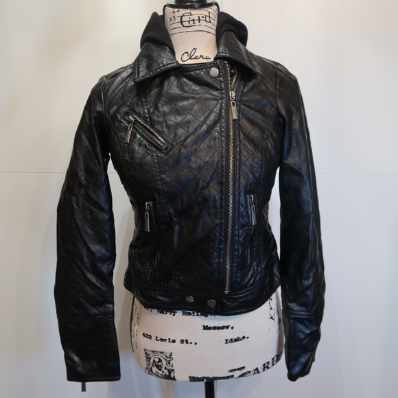 Jackets & Blazers - Hooded Moto Jacket